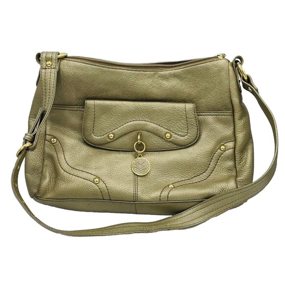 Stone Mountain Shoulder Bag Gold Soft Faux Leather Purse Adjustable Small - Picture 1 of 14